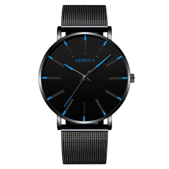 Alloy Mesh Band Men's Leisure Quartz Watch With Round Dial And Pin Buckle