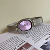 Alloy Mesh Strap Oval Dial Female Student Fashion Light Luxury Watch With Spiral Crown And Single Folding Buckle