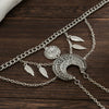 Alloy Metal Arm Chain Jewelry Punk Retro Geometric Dream Catcher Leaf Tassel Open Bracelet With Electroplating