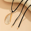 Alloy Metal Asymmetrical Geometric Water Drop Pendant Necklace With Electroplating And Flannel Chain
