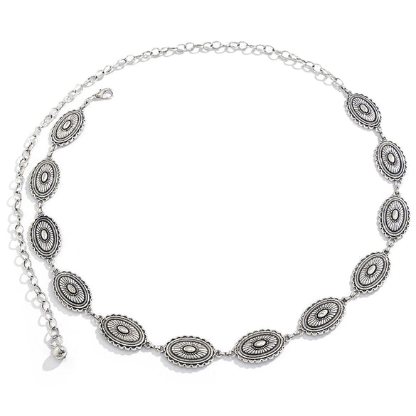 Alloy Metal Carved Geometric Waist Chain For Female