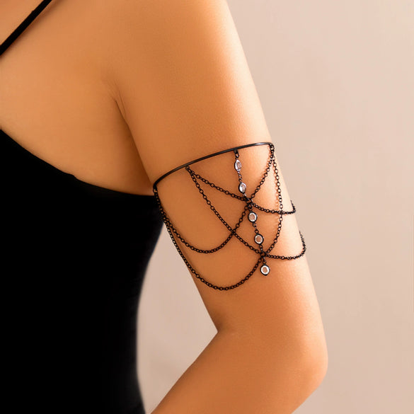 Alloy Metal Chain Imitation Pearl Arm Bracelet Starshaped Electroplated For Women