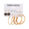 Alloy Metal Circle Chain Earrings Set Geometric Style Electroplated Stainless Steel Ear Needle