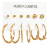 Alloy Metal Circle Chain Earrings Set Geometric Style Electroplated Stainless Steel Ear Needle