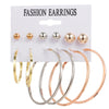 Alloy Metal Circle Chain Earrings Set Geometric Style Electroplated Stainless Steel Ear Needle