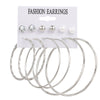 Alloy Metal Circle Chain Earrings Set Geometric Style Electroplated Stainless Steel Ear Needle