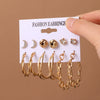 Alloy Metal Circle Chain Earrings Set Geometric Style Electroplated Stainless Steel Ear Needle
