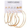 Alloy Metal Circle Chain Earrings Set Geometric Style Electroplated Stainless Steel Ear Needle