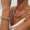 Alloy Metal Geometric Irregular Fold Clavicle Necklace With Electroplating