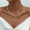 Alloy Metal Geometric Irregular Fold Clavicle Necklace With Electroplating