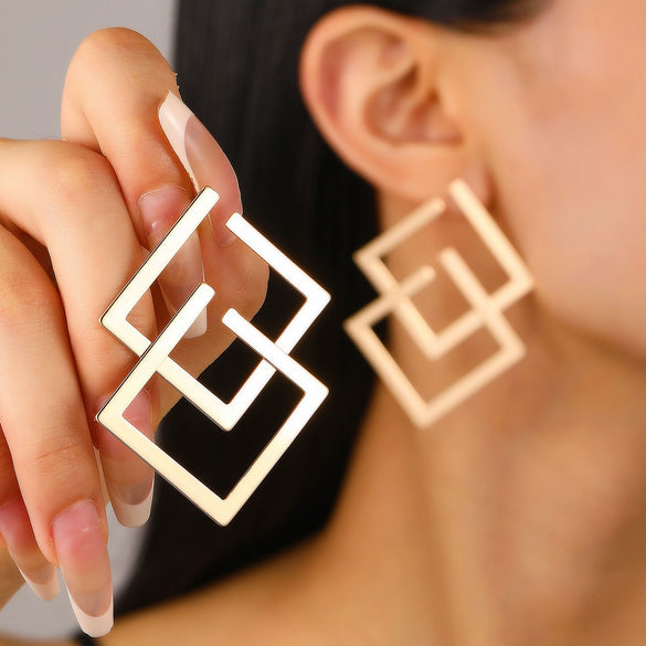Alloy Metal Geometric Style Electroplated Women's Earrings