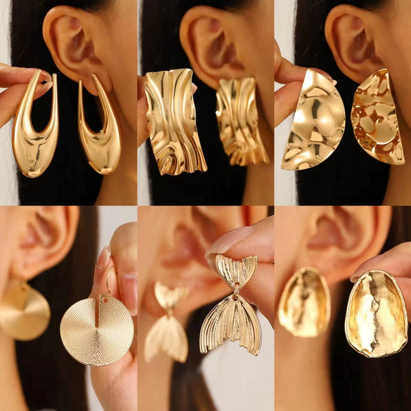 Alloy Metal Geometric Style Electroplated Women's Earrings