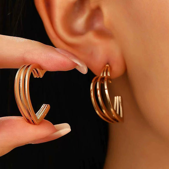 Alloy Metal Geometric Style Electroplated Women's Earrings