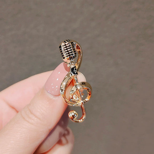 Alloy Metal Microphone Brooch Electroplated For Men And Women
