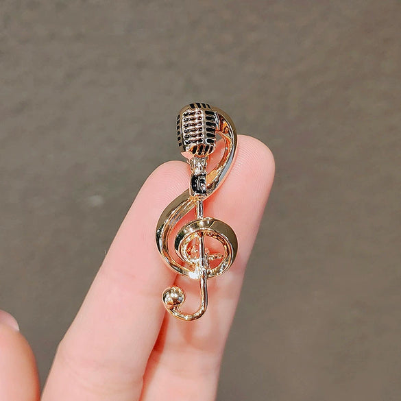 Alloy Metal Microphone Brooch Electroplated For Men And Women