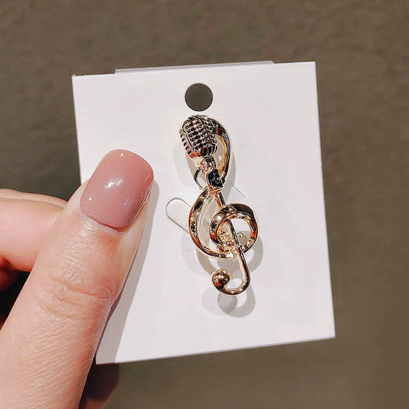 Alloy Metal Microphone Brooch Electroplated For Men And Women