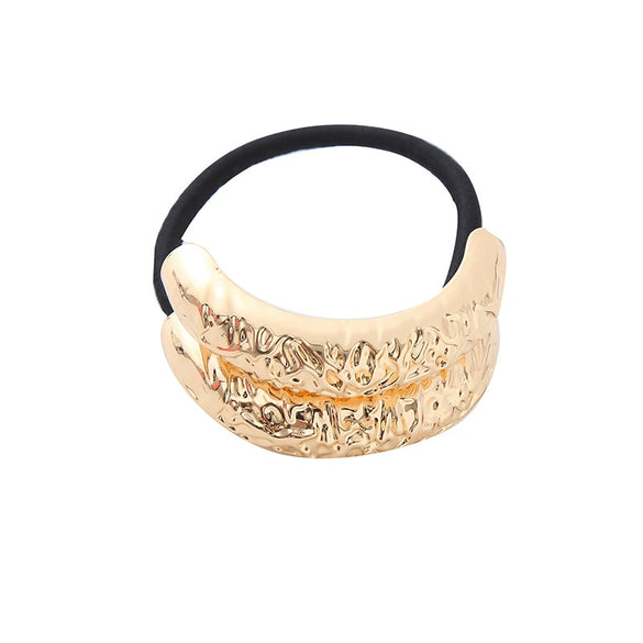 Alloy Metal Punk Style Semicircle Round Tube Elastic Hair Rope With Electroplating Treatment