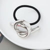 Alloy Metal Punk Style Semicircle Round Tube Elastic Hair Rope With Electroplating Treatment