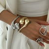 Alloy Metal Smooth Water Drop Hug Bracelet With Geometric Style And Electroplating Process For Women