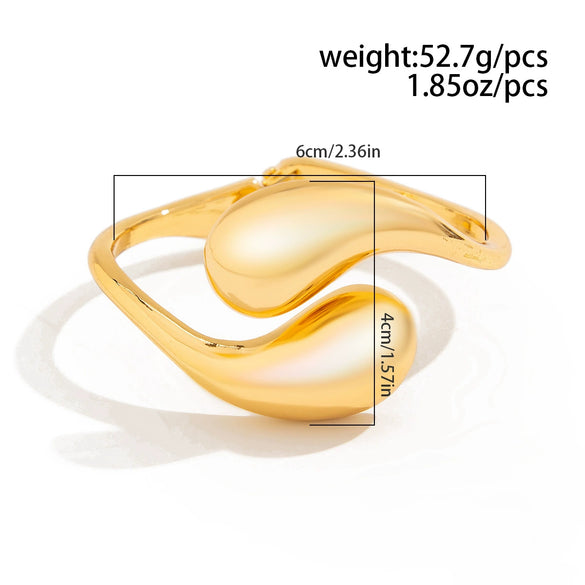 Alloy Metal Smooth Water Drop Hug Bracelet With Geometric Style And Electroplating Process For Women