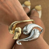 Alloy Metal Smooth Water Drop Hug Bracelet With Geometric Style And Electroplating Process For Women