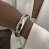 Alloy Metal Thread Spring Open Bracelet With Knocking Pattern And Electroplating