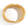 Alloy Metal Thread Spring Open Bracelet With Knocking Pattern And Electroplating