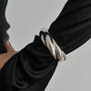 Alloy Metal Thread Spring Open Bracelet With Knocking Pattern And Electroplating