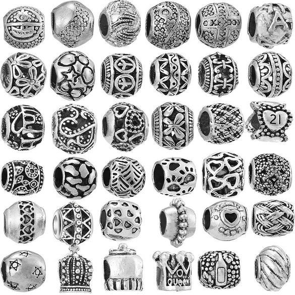 Alloy Metal Totem Pattern Round Beads Electroplated Crown Bracelet Jewelry Accessories