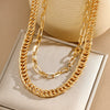 Alloy Metal Women's Multilayered Twist Chain Snake Bone Necklace With Geometric Pattern And Electroplating