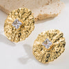 Alloy Metallic Disc Diamond Geometric Long Pendant Earrings Electroplated For Women