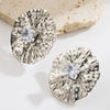 Alloy Metallic Disc Diamond Geometric Long Pendant Earrings Electroplated For Women