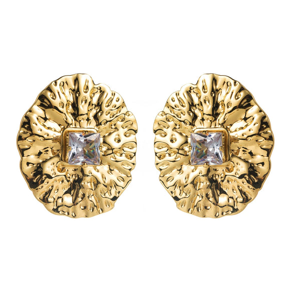 Alloy Metallic Disc Diamond Geometric Long Pendant Earrings Electroplated For Women