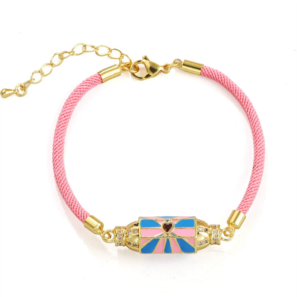 Alloy Microinlaid Zircon Candy Hexagon Drop Devil Eye Punk Retro Geometric Unisex Bracelet With Electroplating