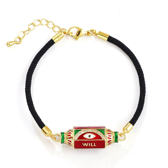 Alloy Microinlaid Zircon Candy Hexagon Drop Devil Eye Punk Retro Geometric Unisex Bracelet With Electroplating