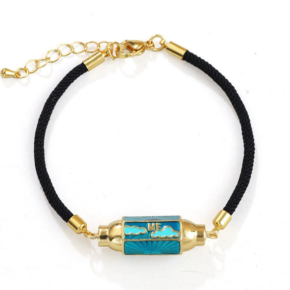 Alloy Microinlaid Zircon Candy Hexagon Drop Devil Eye Punk Retro Geometric Unisex Bracelet With Electroplating