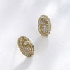 Alloy Microinlaid Zirconium Oval Women's Earrings Pendant Twopiece Set With Geometric Style And Electroplating Treatment