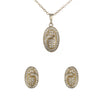 Alloy Microinlaid Zirconium Oval Women's Earrings Pendant Twopiece Set With Geometric Style And Electroplating Treatment