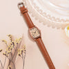 Alloy Mineral Reinforced Mirror Casual Barrel Shape Women's Waterproof Quartz Watch With Imitation Leather Strap