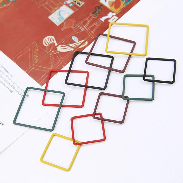 Alloy Minimalist Hollow Square Diy Handmade Jewelry Accessories Pendant Earrings With Baking Paint