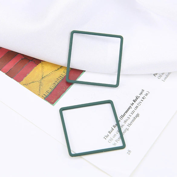 Alloy Minimalist Hollow Square Diy Handmade Jewelry Accessories Pendant Earrings With Baking Paint