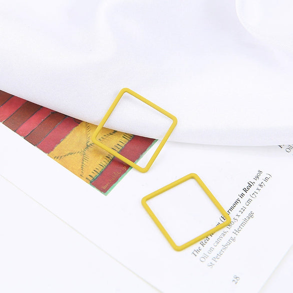 Alloy Minimalist Hollow Square Diy Handmade Jewelry Accessories Pendant Earrings With Baking Paint