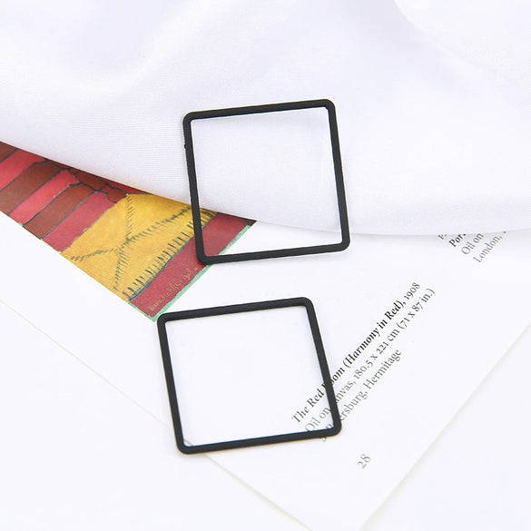 Alloy Minimalist Hollow Square Diy Handmade Jewelry Accessories Pendant Earrings With Baking Paint