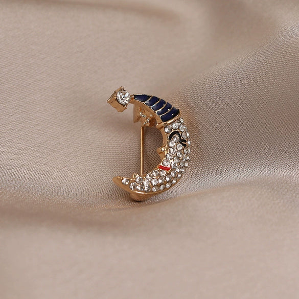 Alloy Moon Shaped Electroplated Minimalist Female Brooch