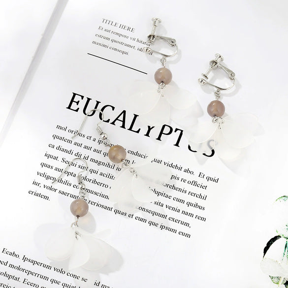 Alloy Mori Style Flower Elegant Pearl Pendant Earrings For Women