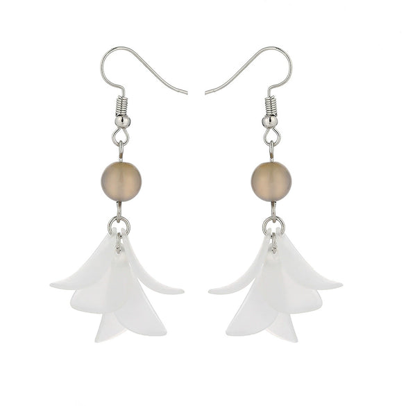 Alloy Mori Style Flower Elegant Pearl Pendant Earrings For Women