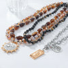 Alloy Multi Layer Beaded Geometric Necklace With Electroplating For Women
