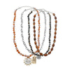 Alloy Multi Layer Beaded Geometric Necklace With Electroplating For Women
