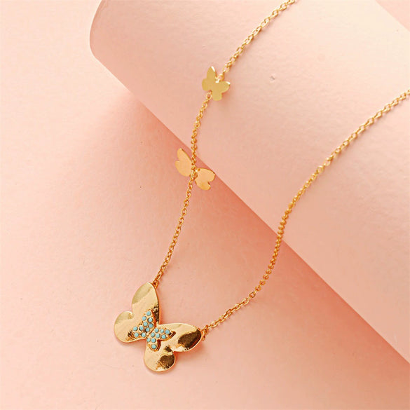 Alloy Multilayer Butterfly Personality Fashion Women's Necklace With Letters Numbers Text Pattern And Electroplating Design