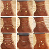 Alloy Multilayer Geometric Butterfly Star Fish Bone Chain Anklet Set For Women